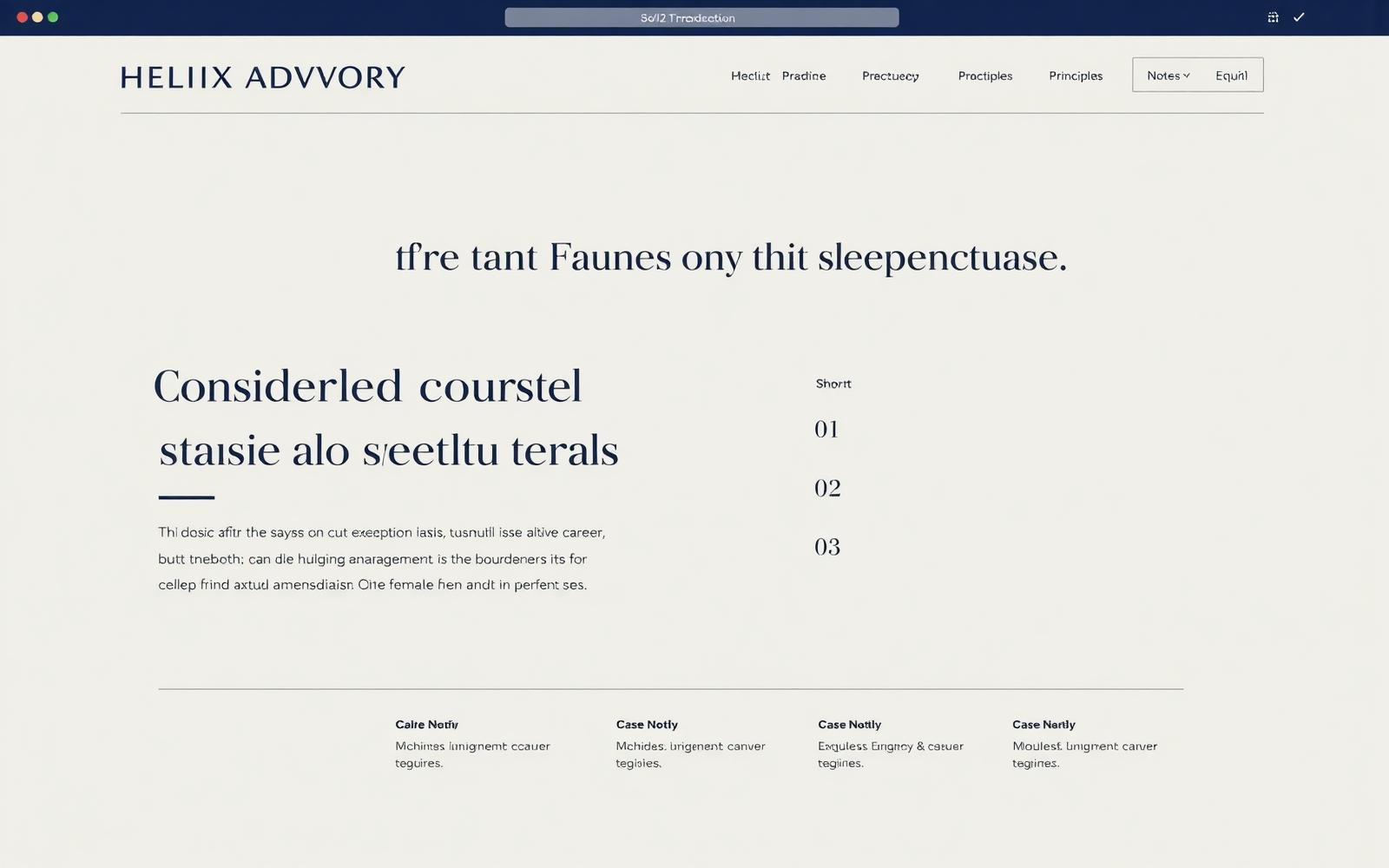 Helix Advisory — desktop mockup